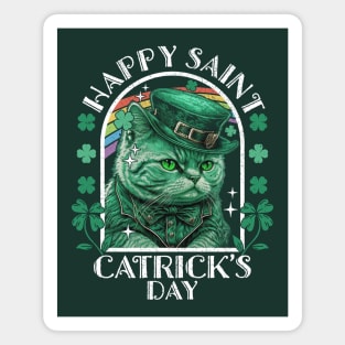 Happy Saint Catrick's Day Cat Leprechaunn Magnet